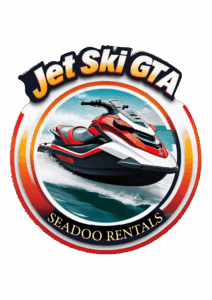 Logo design for Jet Ski GTA, featuring dynamic typography and water-themed graphics for a Toronto-based jet ski rental company. Great web and logo design